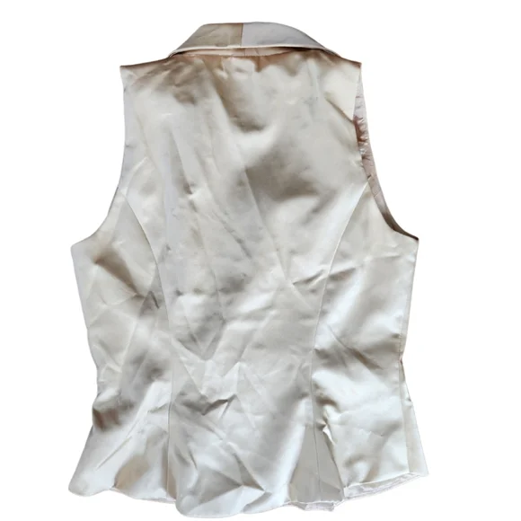 Vintage 90s Gold Sateen Plunge Color Vest Sz 6 - Picture 2 of 3